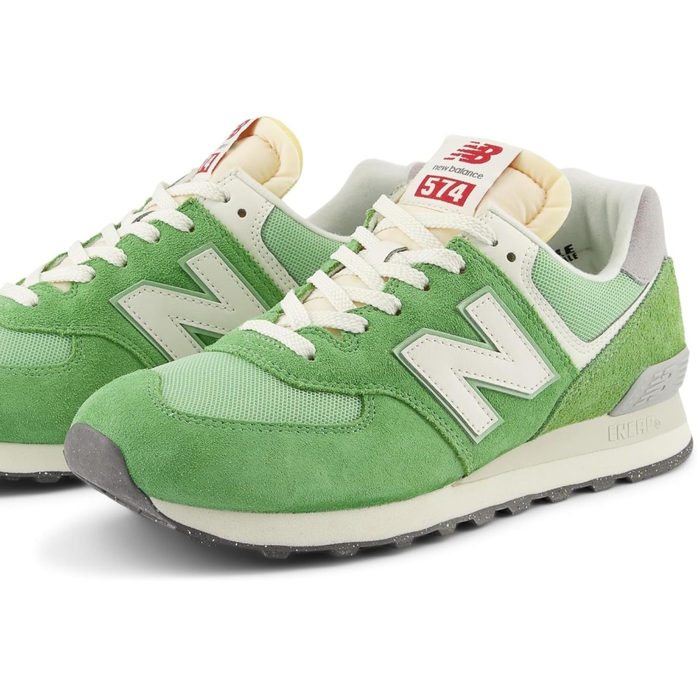 New Balance 574 Green and White Sneakers